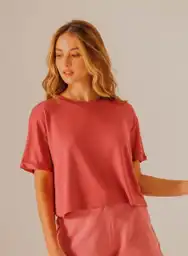 Belife Camiseta Manga Corta Mujer Rosado Talla L People