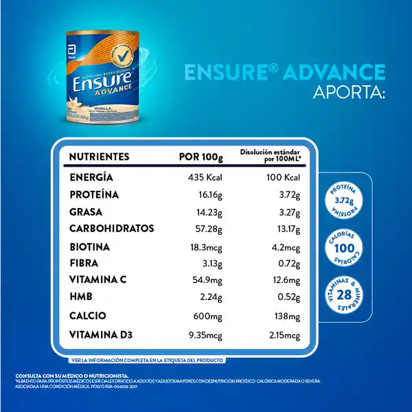 Ensure Advance Vainilla Con Proteína + Hmb Polvo