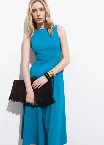 Vestido Nicole Azul Talla M Mujer Mango
