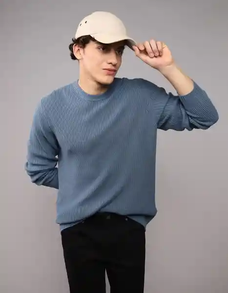 Suéter Tejido Hombre Azul Talla LARGE 1933410 American Eagle