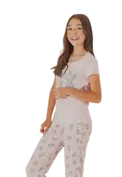 Pijama Camiseta Manga Corta y Pantalón Rosado T14 20837 Bronzini