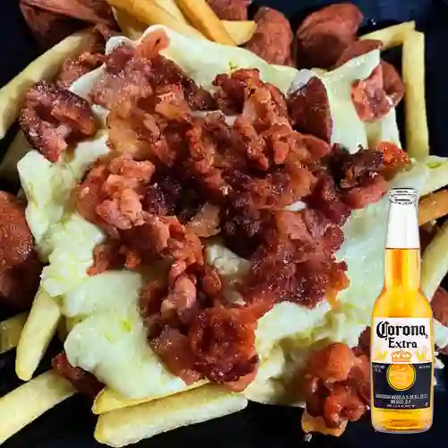 Combo Salchipapa Especial + Corona 330 ml