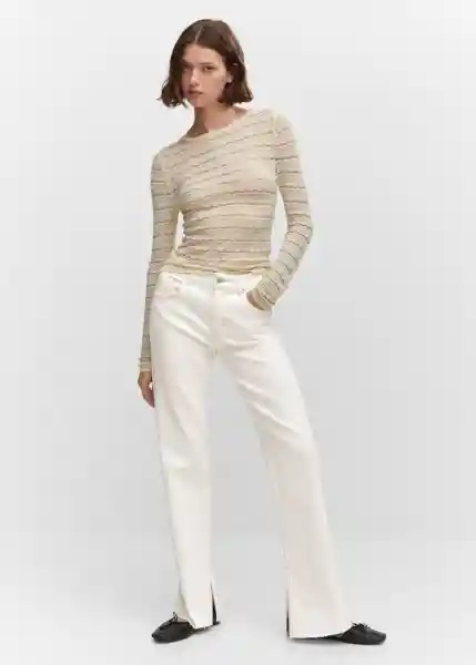 Jean Elle Off White Talla 46 Mujer Mango