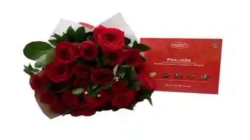 Bouquet 24 Rosas Rojas Flores Frescas y Chocolates