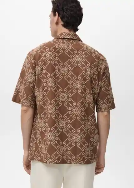 Camisa Saona Tabaco Talla M Hombre Mango