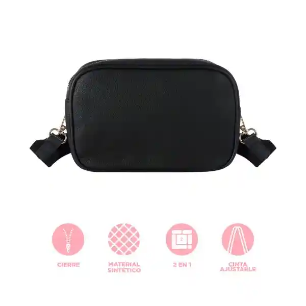 Bolso Crossbody y Monedero 2 en 1 Texturizado Negro Miniso