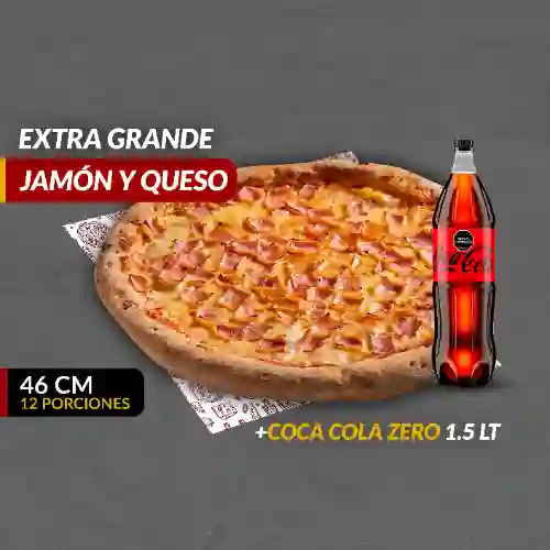 Pizza (xl)jamón con Queso + Coca Co 1,5l