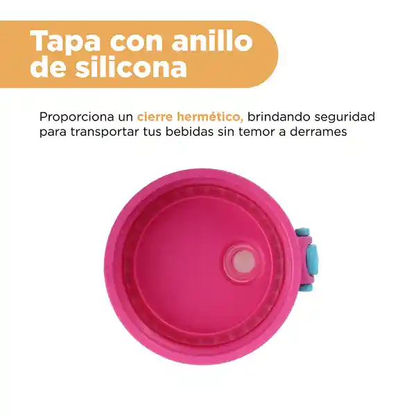 Vaso Plástico Con Correa Amarillo y Rosa 1 L Miniso