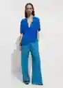 Camisa Moss Azul Talla S Mujer Mango