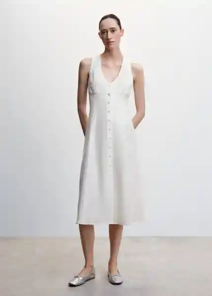 Vestido Minerva-H Blanco Talla M Mujer Mango