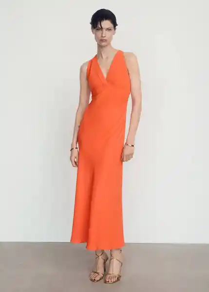 Vestido Bristol Naranja Talla 24 Mujer Mango