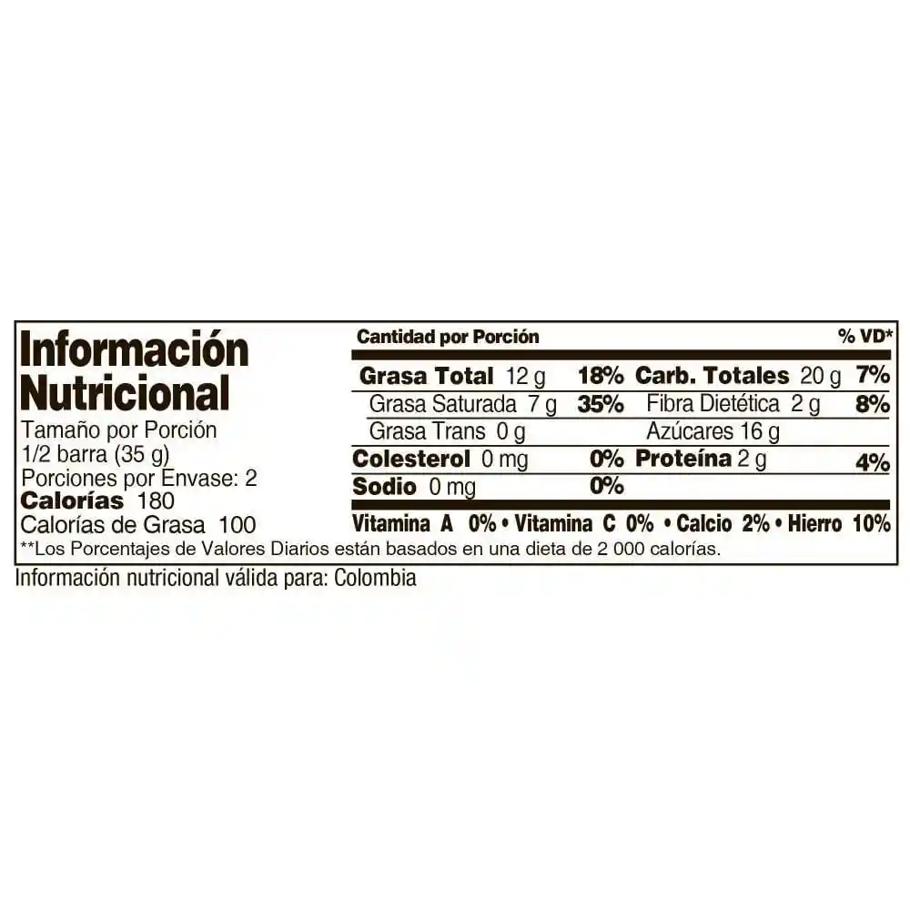 Santander Barra de Chocolate Semiamargo 53 % Cacao