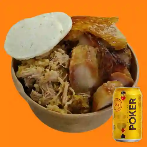 Lechochicharrón+ cerveza poker lta 330ml