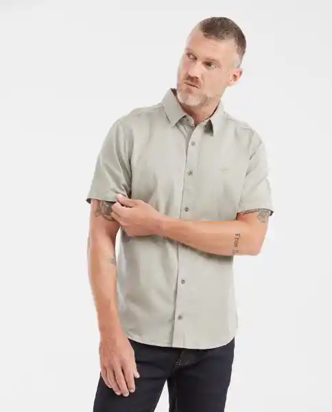 Camisa Dyed Twill Manga Corta Gris Suculenta Medio L Chevignon