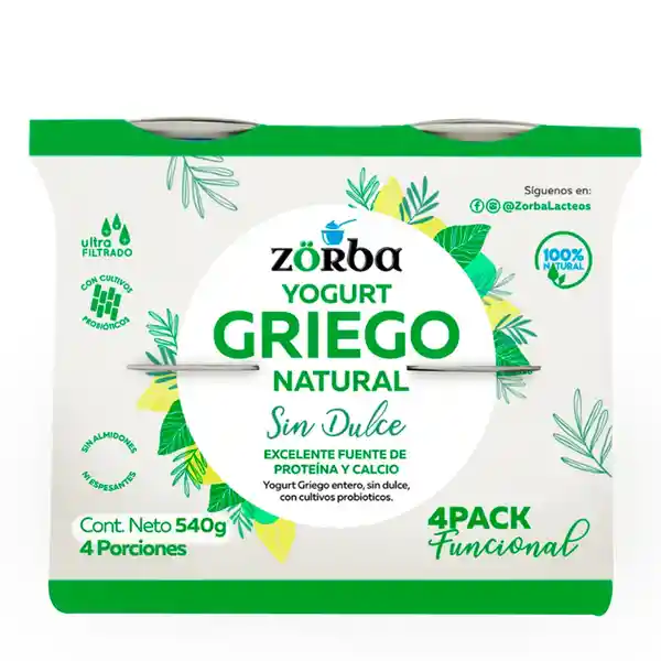 Yogurt Zorba Griego Natural Sin Dulcex