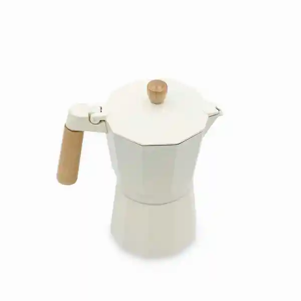 Cafetera Moka 9 Tazas Blanca Mango en Madera Ambiente Gourmet
