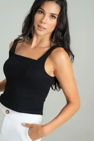 Top Escote Recto Color Negro Talla M Ragged