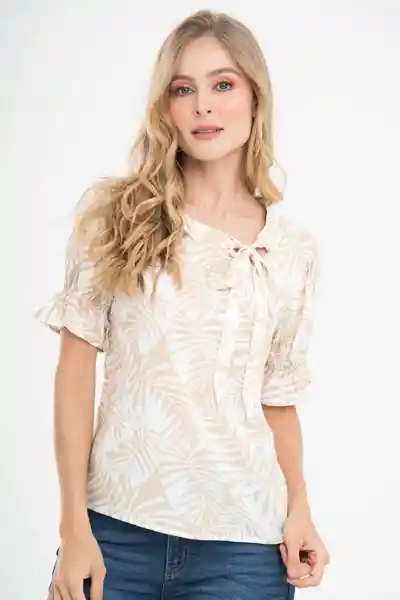 Ragged Blusa Marbella Color Beige Oscuro Talla S