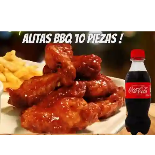 Alitas Bbq 10 Piezas+ Gaseosa 250 ml