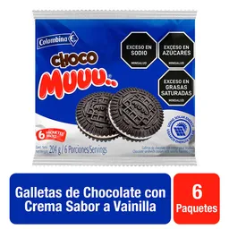 Choco Muuu Galletas De Chocolate Con Crema Sabor A Vainilla por 6 und