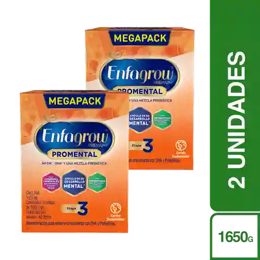 2 x Alimento Lácteo Enfagrow Premium Promental Etapa 3 1650 g