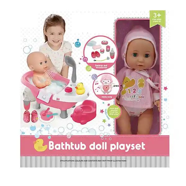 Faroplay Juguete Bathtub Doll Play Bebe y Bañera Melodias