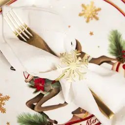 Set Aros de Servilleta Snowflake Dorado Ambiente Gourmet