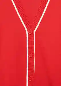 Buzo Cardigan Piping Rojo Talla M Mujer Mango