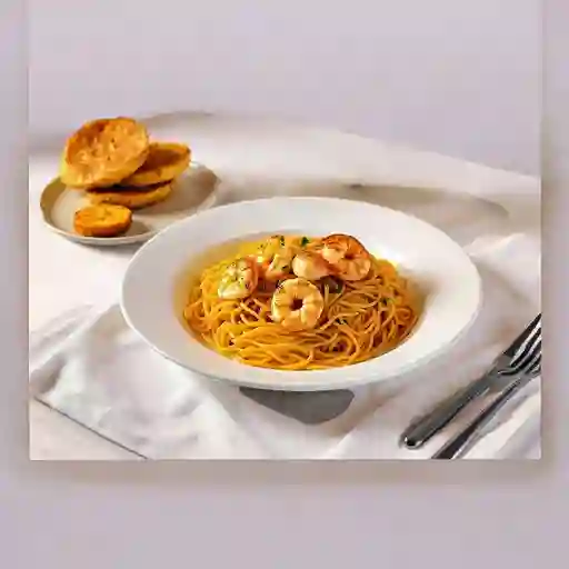 Media Orden de Espaguettis con Camarón