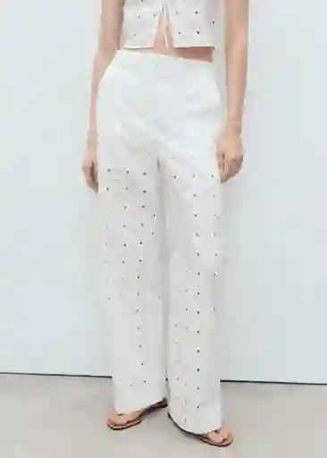 Pantalón Fado Blanco Talla 38 Mujer Mango