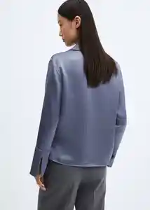 Camisa Ninfa Azul Talla L Mujer Mango