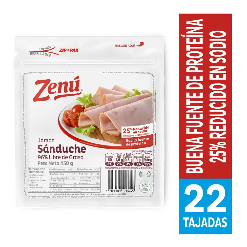 Zenú Jamón de Cerdo para Sánduche