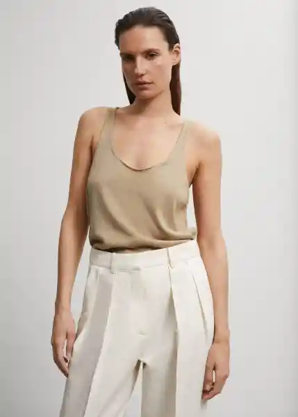 Top Am090 Beige Talla L Mujer Mango