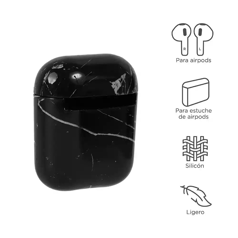 Estuche Para Airpods 2 Colección Mármol Negro Miniso