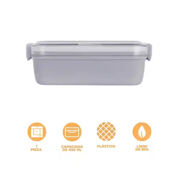 Contenedor Alimentos 2 Compartimentos Gris 450 mL Serie Miniso