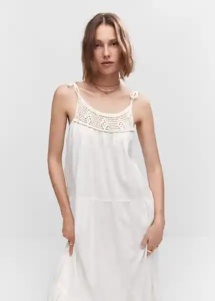 Vestido Louisa Off White Talla M Mujer Mango