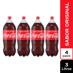 Coca-Cola Original Gaseosa Sabor Original 3Lt X 4 Unds