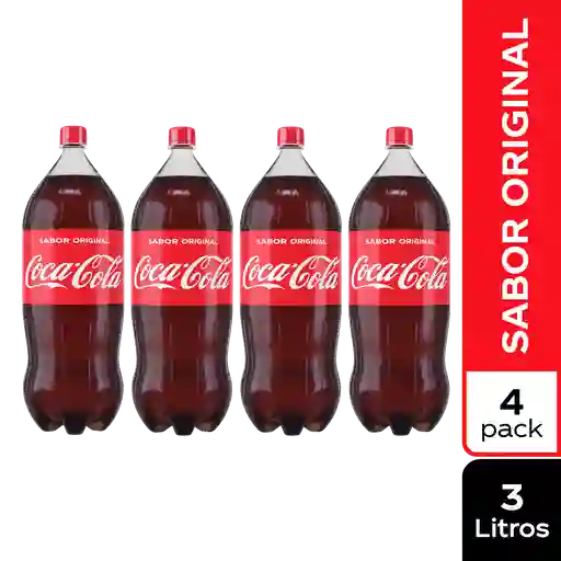 Coca-Cola Original Gaseosa Sabor Original 3Lt X 4 Unds