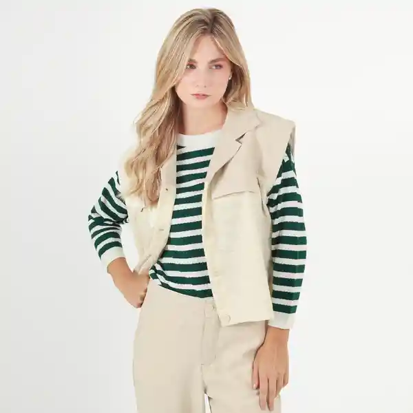 Chaleco Cuello Neru Manga Sisa Café Talla S 702355