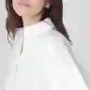 Blusa Cuello Camisero Manga Corta Blanco Talla S 718493