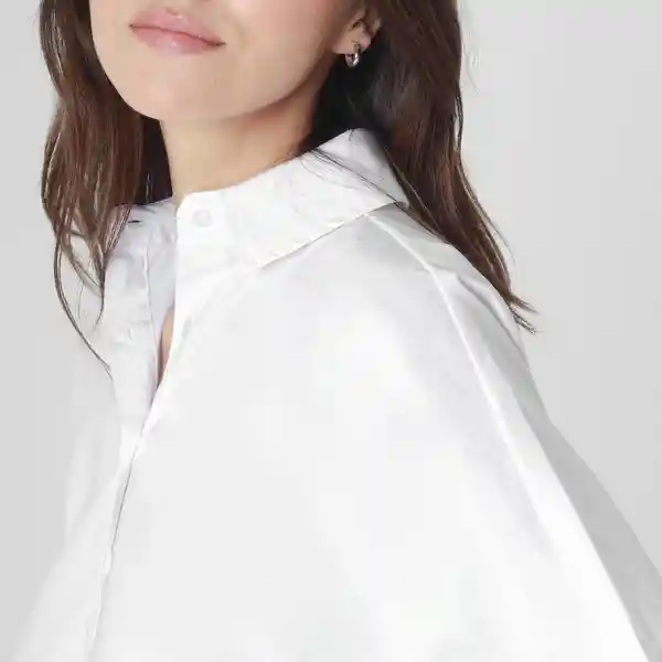 Blusa Cuello Camisero Manga Corta Blanco Talla S 718493