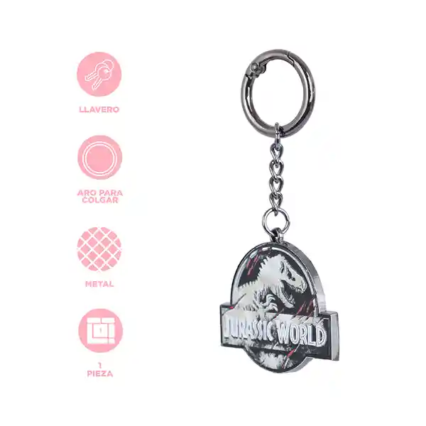 Llavero Logo Serie Jurassic World Plateado Miniso