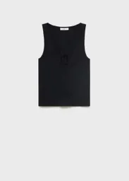 Top Forat Negro Talla S Mujer Mango