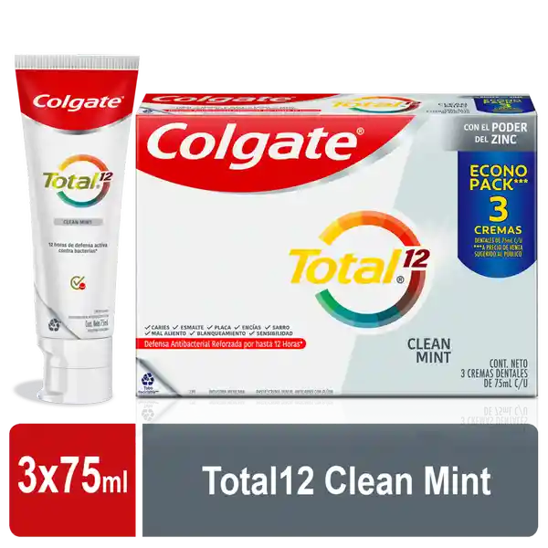 Colgate Crema Dental Total 12 Clean Mint 75 mL