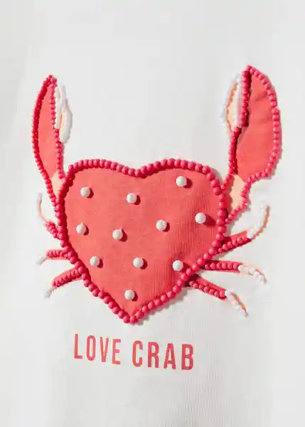 Camiseta Crab Offwhite Talla 14 Niñas Mango