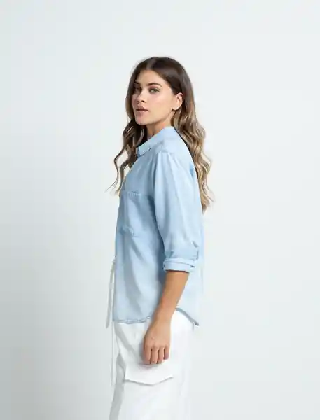 Camisa Luz Mujer Azul Indigo Medio Talla M 412F377 Naf Naf