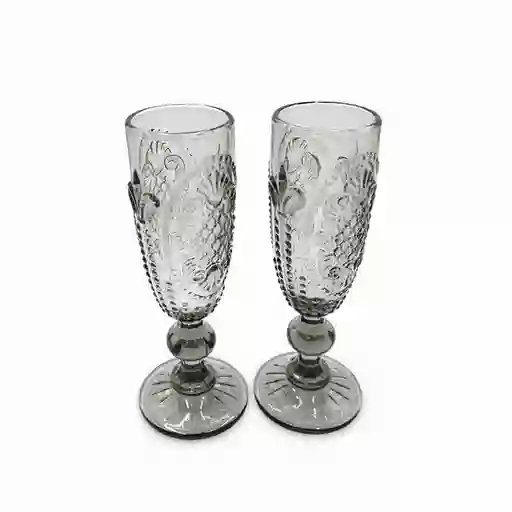 Set Copa Champaña Kenia Gris 160 mL Ambiente Gourmet