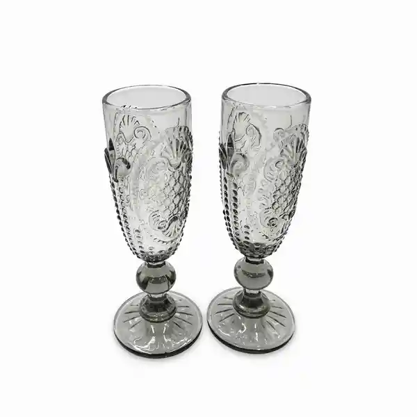 Set Copa Champaña Kenia Gris 160 mL Ambiente Gourmet