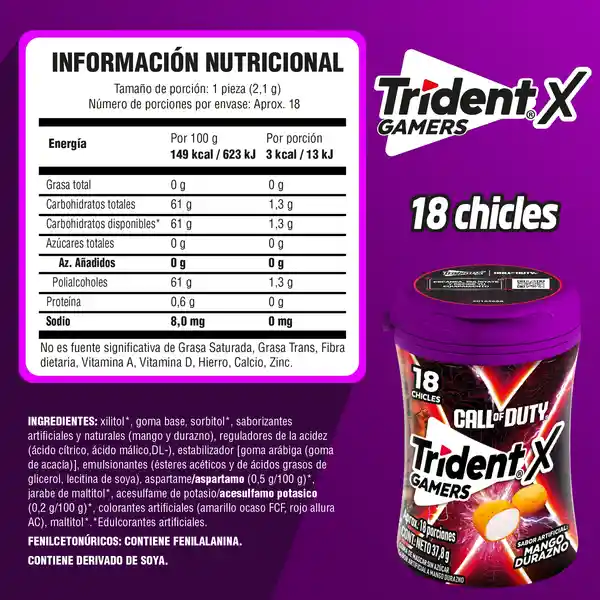 Trident Goma de Mascar Call Of Duty  Sin Azúcar