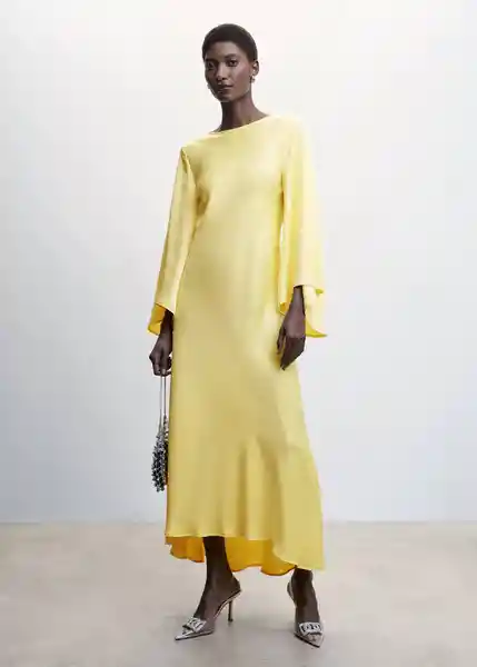 Vestido Rosa-A Amarillo Talla L Mujer Mango